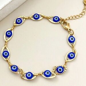 evil eye blue 18k gold bracelet